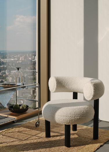 Fat Lounge Chair | Black Wood & Pearl Royal Velvet | Tom Dixon