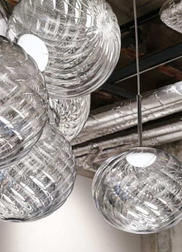 Whirl Trio-Round Pendant System | Silver Polished Polycarbonate