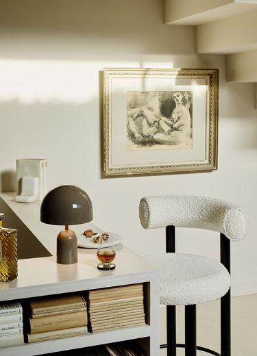 Fat Bar Stool | Brushed Natural Wood & Dark Grey Kvadrat Divina